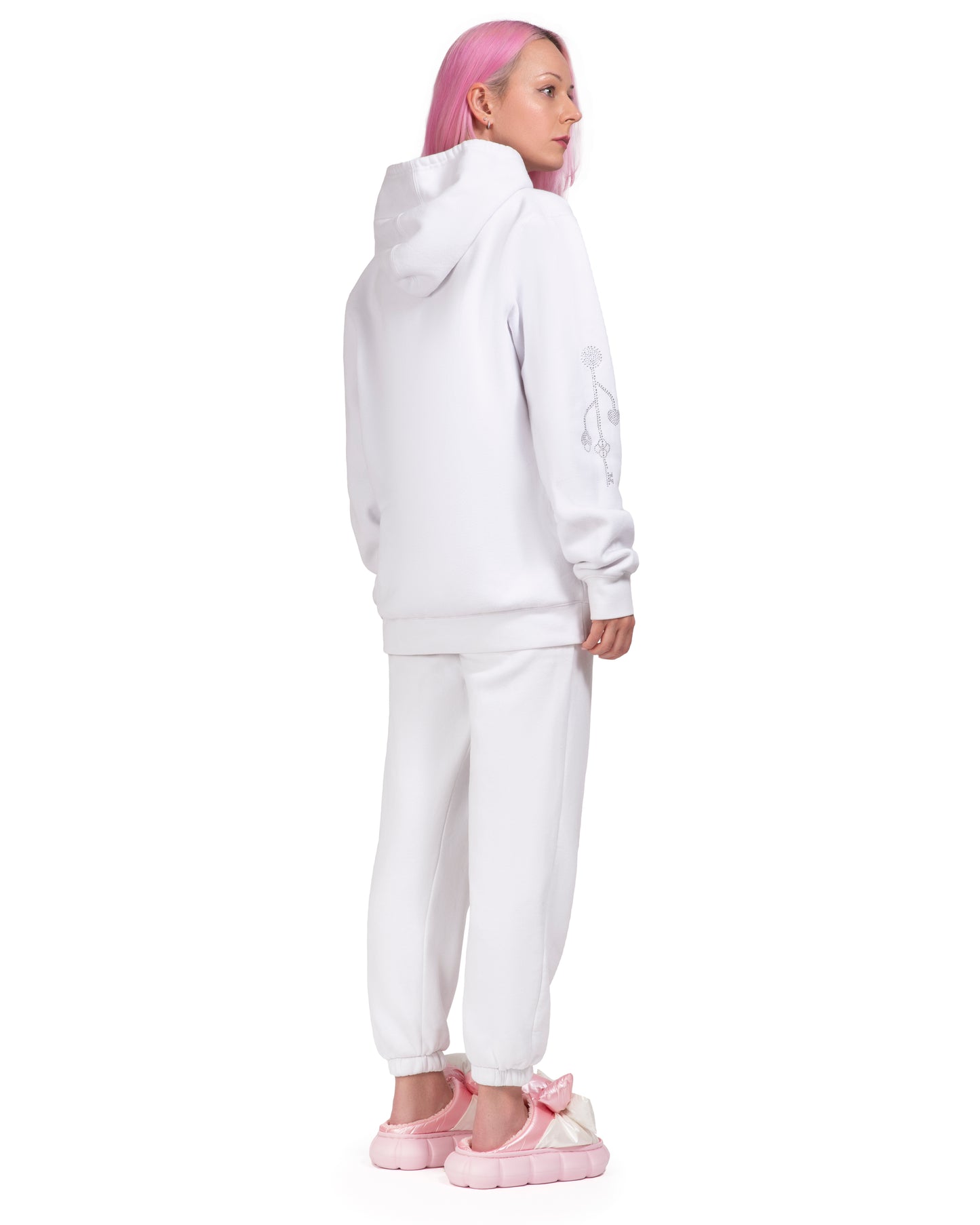 RHINESTONE HOODIE WHITE (READY TO SHIP)
