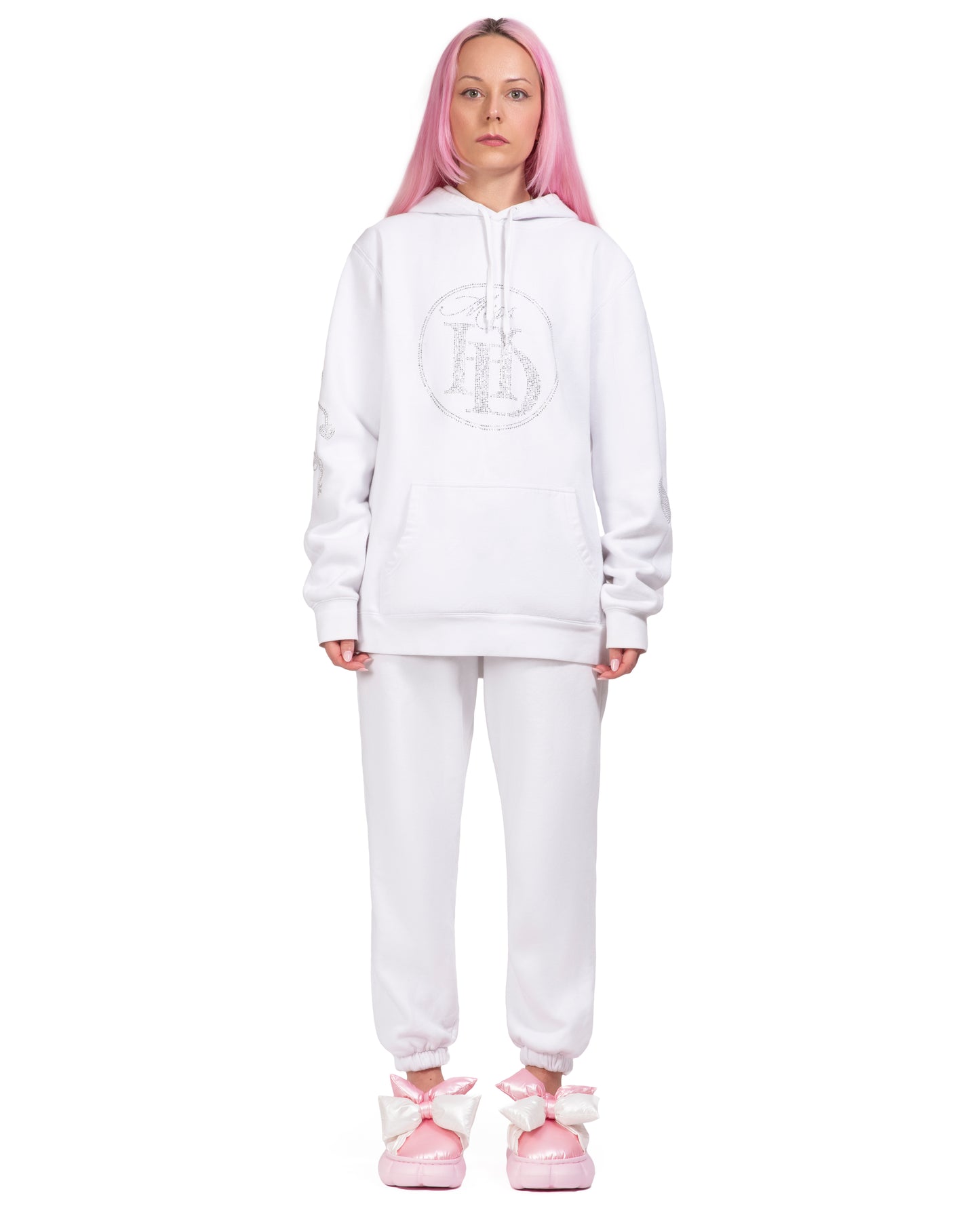 RHINESTONE HOODIE WHITE (READY TO SHIP)
