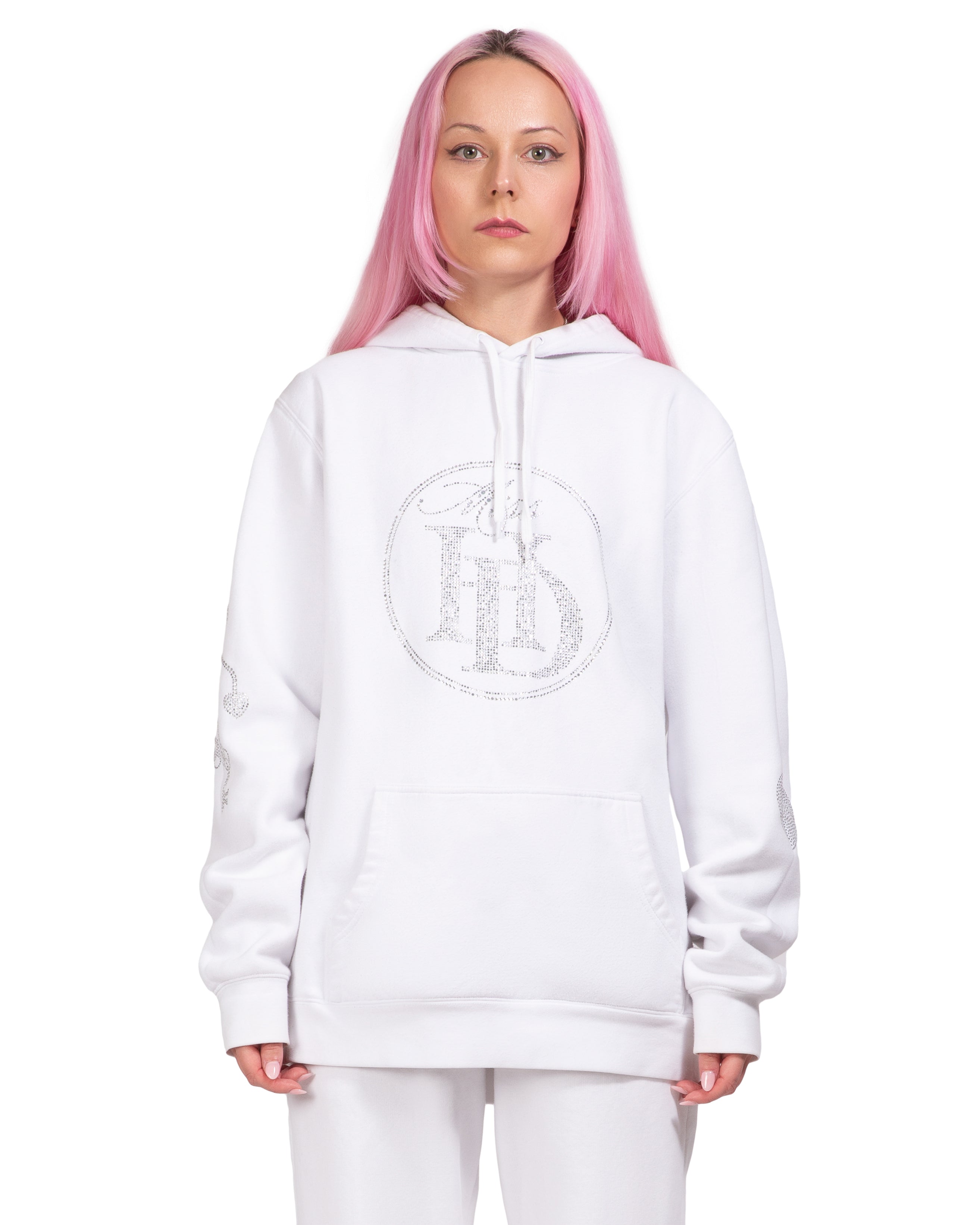 White rhinestone online hoodie